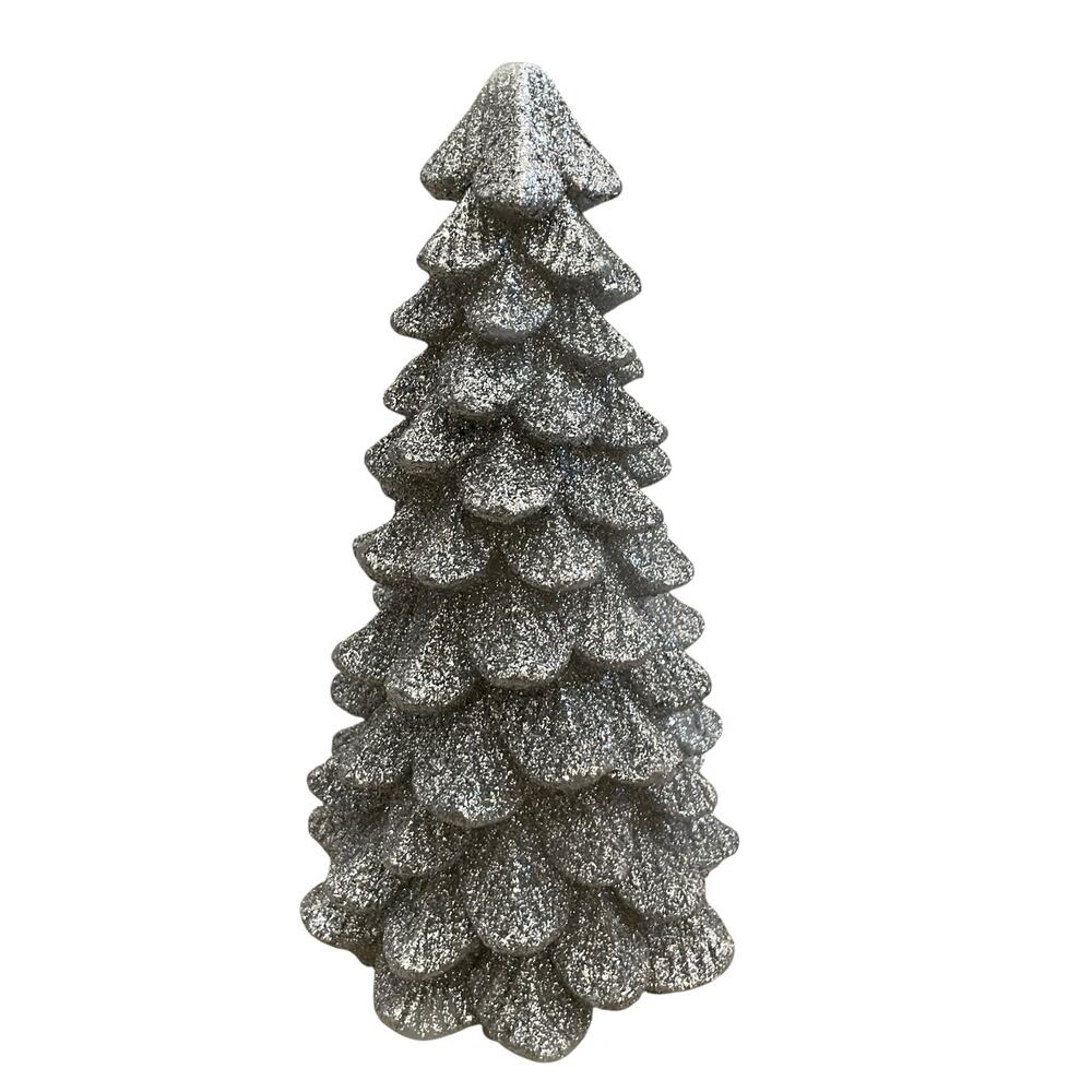 34TH & PINE Silver Glitter Light Up LED Christmas Tree Candle Holiday Decor NEW